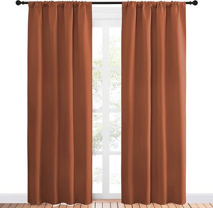 NICETOWN Blackout Curtains and Drapes - Thermal Insulated Solid Rod Pocket Blackout Draperies/Panels (Burnt Orange, 1 Pair, 42 by 84 inches)
