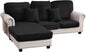 Couch Cover 3-Piece Elastic Velvet Couch Cushion Covers & Chaise Slipcovers for L-Shaped Sofas, Sofa Seat Covers Washable, Soft Cover for Couches (2 Seater + Chaise, Black)