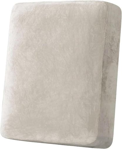 H.VERSAILTEX Velvet Stretch Couch Cushion Cover Plush Cushion Slipcover for Chair Cushion Furniture Protector Seat Cushion Sofa Cover (1 Piece Armchair Cushion Covers, Oatmeal)