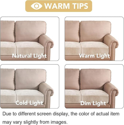 H.VERSAILTEX Velvet Stretch Couch Cushion Cover Plush Cushion Slipcover for Chair Loveseat Sofa Cushion Furniture Protector Seat Cushion Sofa Cover (3 Piece XL Sofa Cushion Covers, Ivory)
