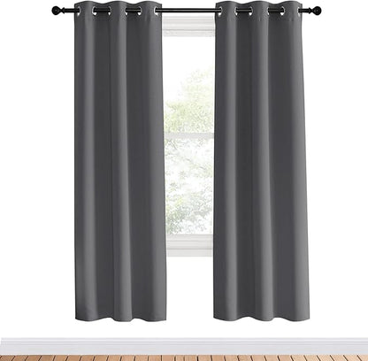 NICETOWN Blackout Window Curtains 70" L, 2 Panels, 34 inch, Grey, Grommet Top Room Darkening Thermal Insulated Vertical Window Drapes Modern for Flat/Apartment