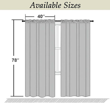 Simplebrand Ava Pure White Curtains for Bedroom 78 Inch Length 2 Panels Set, Light Filtering Window Treatment, Light Filtering Curtain Drapes, Soft Casual Rod Pocket Privacy Curtains, W40 x L78 Inch