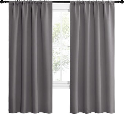 NICETOWN Blackout Curtains 72 for Office - 3 Pass Microfiber Noise Reducing Thermal Insulated Solid Rod Pocket Blackout Window Panels/Drapes (2 Panels, 42 x 72 Inch, Gray)