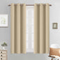 Yakamok Soft and Smooth Beige Curtains for Bedroom - Grommet Thermal Insulated Room Darkening Curtains for Living Room, Set of 2 Panels (38 x 54Inch, Beige)