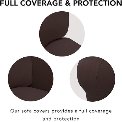 PureFit Super Stretch 4 Seater Sofa Slipcover – Spandex Non Slip Soft Couch Sofa Cover, Washable Furniture Protector with Non Skid Foam and Elastic Bottom for Kids, Pets （XX Large, Chocolate）