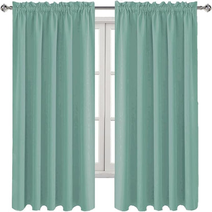 DWCN Blackout Curtains for Living Room Thermal Insulated, Energy Saving & Noise Reducing Bedroom Curtains, Sage Green, W 60x L 63 Inch, Set of 2 Rod Pocket Curtain Panels