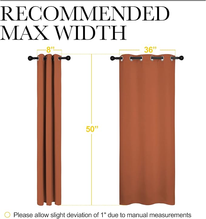 NICETOWN Bedroom Curtains 50 inches Long, Privacy and Thermal Insulated Blackout Drapes for Windows (Burnt Orange, 1 Pair, 42 x 50 inches)