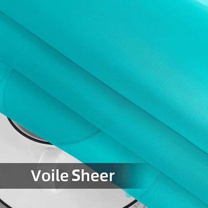 youleyar Solid Sheer Rod Pocket Curtain Voile Draperies 2 Panels White Beige Black Grey Coffee 52 Inch Width 84 Inch Long 1 Pair for Kitchen Bedroom Children Living Room Yard (Peacock Blue,52Wｘ84L)
