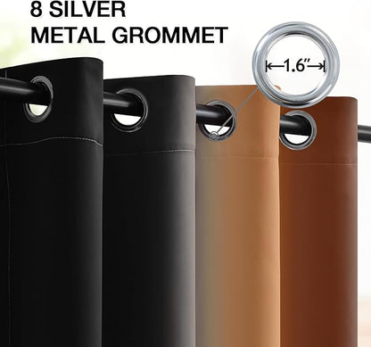 SimpleHome Ombre Room Darkening Curtains 84 inches Length for Bedroom,Grommet Gradient Light Blocking Burnt Orange and Black Gradient Window Curtains for Living Room,2 Panels, 52x84 inches