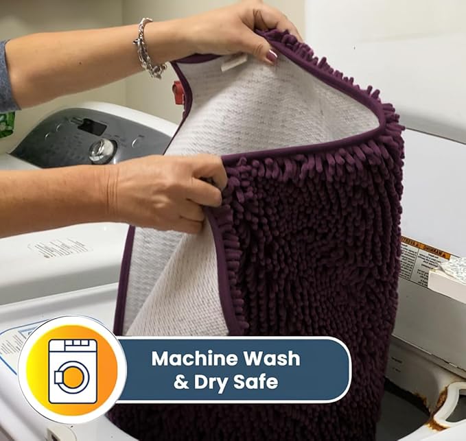 Muddy Mat® | Super Absorbent Door Mat Indoor, Microfiber Quick Dry Chenille Entryway Rug, Non-Slip Front Door Mat, Indoor Mats for Entryway, Machine Washable Pet Rug, Dark Purple 48" x 60"