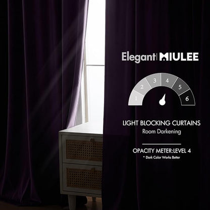 MIULEE Purple Velvet Curtains 84 inches - Luxury Blackout Curtains for Bedroom Living Room Thermal Insulated Super Soft Window Drapes Rod Pocket & Back Tab, W52 x L84 inches, 2 Panels