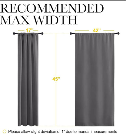 NICETOWN Grey Window Curtains for Bedroom - Home Decoration Thermal Insulated Rod Pocket Blackout Blinds & Drapes for Small Windows (Gray, 2 Panels, W42 x L45 -Inch)