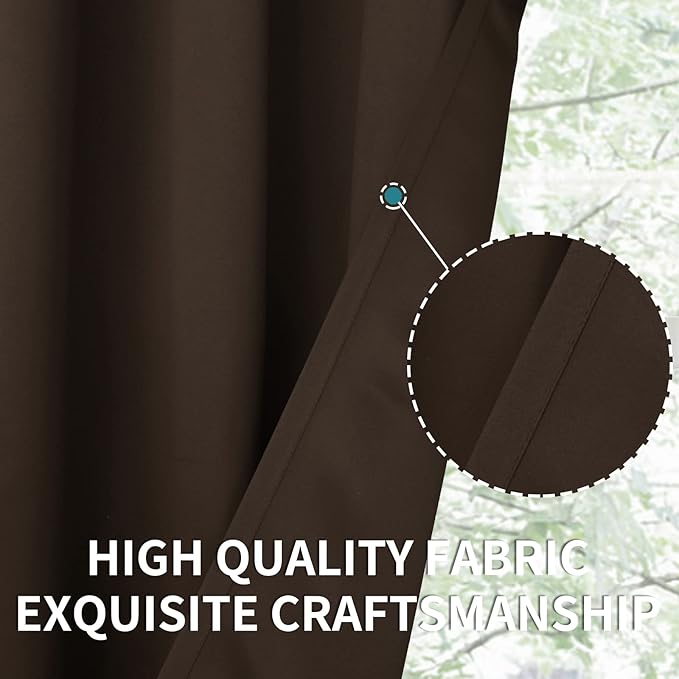 BGment Blackout Curtains for Living Room - Grommet Thermal Insulated Room Darkening Curtains for Bedroom, Set of 2 Panels (38 x 45 Inch, Brown)