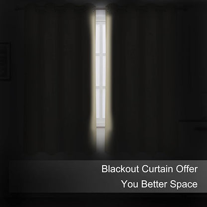 LEMOMO Blackout Curtains 52 x 45 inch/Beige Curtains Set of 2 Panels/Thermal Insulated Room Darkening Bedroom Curtains