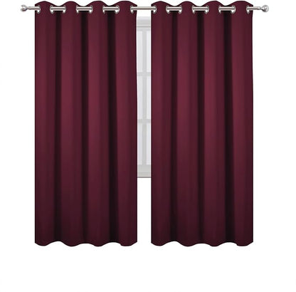 LEMOMO Blackout Curtains 66 x 72 Inch Long Burgundy Red Curtains Set of 2 Panels Room Darkening Curtains for Bedroom and Living Room