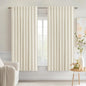 MIULEE Beige White Back Tab Blackout Curtains 63 Inch Length 2 Panels Set for Living Room Bedroom Privacy, Rod Pocket/Pinch Pleat Thermal Insulated Room Darkening Pleated Light Blocking Drapes