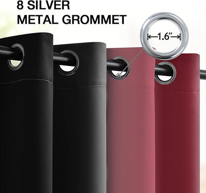 SimpleHome Ombre Room Darkening Curtains 84 inches Length for Bedroom,Grommet Gradient Light Blocking Burgundy and Black Gradient Window Curtains for Living Room,2 Panels, 52x84 inches