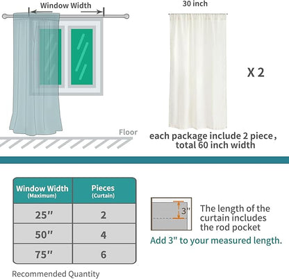 BGment Sage Green Linen Curtains 40 Inch Length for Short Kitchen Cafe Windows - Small Drapes Lightweight Country Boho Rustic Decor for Office Over Sink Rod Pocket, 2 Panels Set, 30 X 40 Inch
