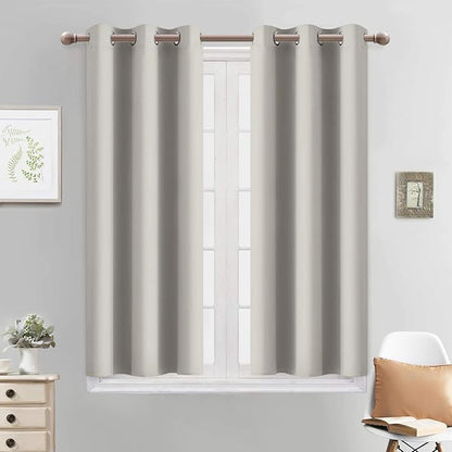 Yakamok Room Darkening Thermal Insulated with Grommet Window Curtain for Bedroom, 38Wx45L inch, Light Reducing Drapes for Living Room,Light Beige, 2 Panels