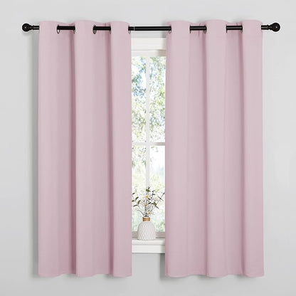 NICETOWN Baby Pink Blackout Curtains 48 inches Length for Laundry Room, 2 Panels, 42" Wide, Thermal Insulated Decoration Drapes for Short Window