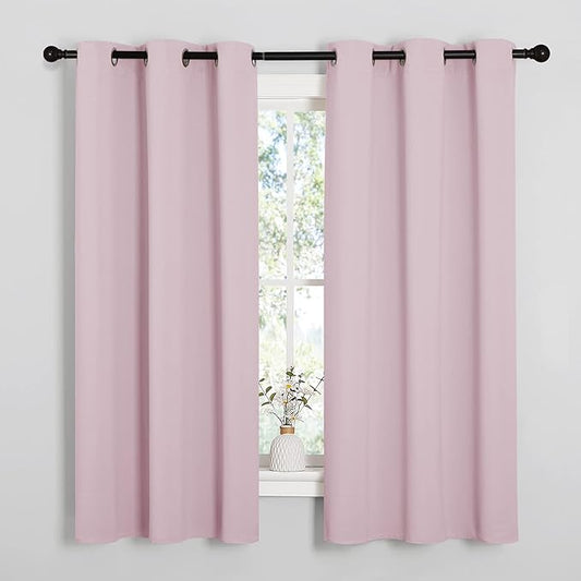 NICETOWN Blackout Draperies Curtains for Girls Room, Nursery Essential Thermal Insulated Grommet Blackout Panels (Lavender Pink, 1 Pair, 34" x 54")