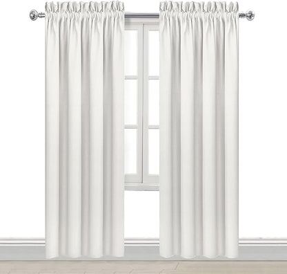 DWCN Blackout Curtains Thermal Insulated, Energy Saving & Noise Reducing Bedroom and Living Room Curtains, Ivory, W 42x L 84 Inch, Set of 2 Rod Pocket Curtain Panels