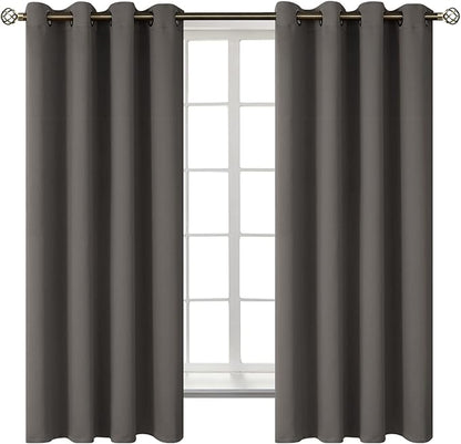 BGment Blackout Curtains for Bedroom - Grommet Thermal Insulated Room Darkening Curtains for Living Room, Set of 2 Panels (52 x 63 Inch, Grey)