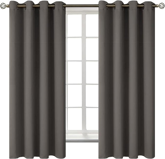 BGment Blackout Curtains for Bedroom - Grommet Thermal Insulated Room Darkening Curtains for Living Room, Set of 2 Panels (52 x 63 Inch, Grey)