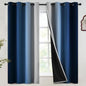SimpleHome Blue Ombre 100% Blackout Curtains for Bedroom 63 Inches Long, Room Darkening Thermal Insulated Grommet Curtains for Living Room, 2 Panels, 52x63 inches Length