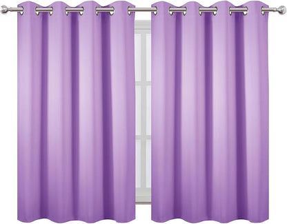 LEMOMO Blackout Curtains 66 x 54 Inch Long Lavender Curtains Set of 2 Panels Room Darkening Curtains for Bedroom and Living Room