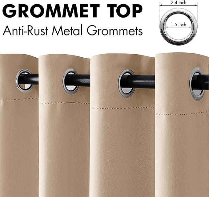 MIULEE Blackout Door Curtain Set of 2, 34 x 80 Inch Beige Thermal Insulated Room Divider Drapes with Grommet Top for Privacy Cover, Living Room, Bedroom, Closet & Temporary Doorway