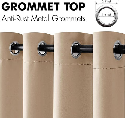 MIULEE Blackout Door Curtain Set of 2, 34 x 80 Inch Beige Thermal Insulated Room Divider Drapes with Grommet Top for Privacy Cover, Living Room, Bedroom, Closet & Temporary Doorway