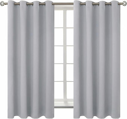 BGment Room Darkening Curtains 63 Inches Long - Grommet Thermal Insulated Drapes Window Treatment Curtains for Bedroom, 2 Panels, 52 x 63 Inch, Light Grey