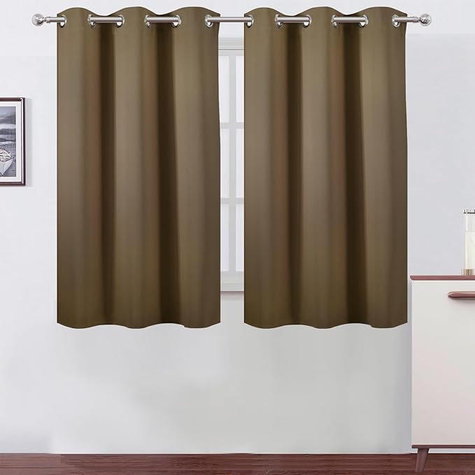 LEMOMO Brown Blackout Curtains 42 x 54 Inch Length Set of 2 Panels Grommet Bedroom Curtains for Living Room