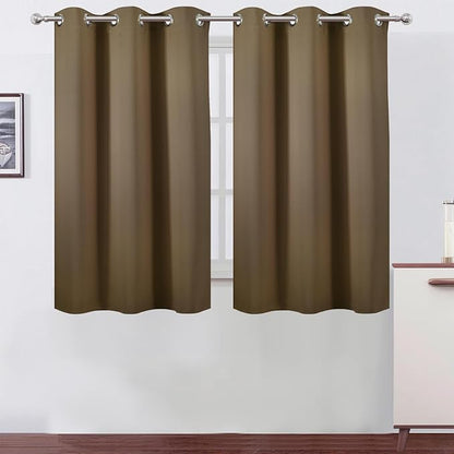 LEMOMO Brown Blackout Curtains 42 x 54 Inch Length Set of 2 Panels Grommet Bedroom Curtains for Living Room