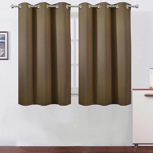LEMOMO Brown Blackout Curtains/38 x 54 Inch/Set of Two Panels Grommet Living Room Curtains