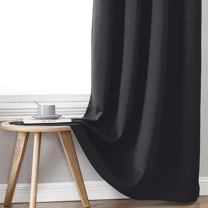 ChrisDowa 100% Blackout Curtains for Bedroom with Black Liner, 2 Thick Layers Total Blackout Thermal Insulated Grommet Small Window Curtains 54 Inch Length 2 Panels Set (Dark Grey, 42 x 54 Inch)