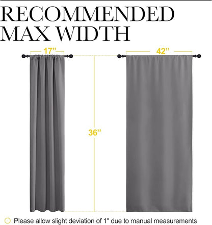 NICETOWN Short Curtains, Grey Window Curtains for Bedroom, Home Decoration Thermal Insulated Rod Pocket Blackout Blinds & Drapes for Small Windows (Gray, 2 Panels, W42 x L36 -Inch)