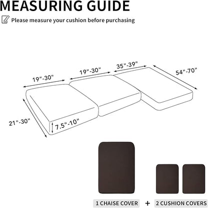 Easy-Going Stretch 3 Pieces Couch Cushion Covers for Sectional Sofa Left/Right L Shape Chaise Lounge Sofa Seat slipcover Anti-Slip Sofa Cover Soft (2 Seater + 1 Chaise, Chocolate)