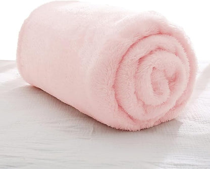 Exclusivo Mezcla Plush Fuzzy Fleece Throw Blanket, Super Soft, Fluffy and Warm Blankets for Couch, Bed, All Season (Light Pink, 40x50 inches)