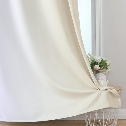 Estelar Textiler Full Room Darkening Blackout Curtains 72 Inch Length 2 Panels Set, Ombre Greyish White and Beige Thermal Insulated Full Light Blocking Grommet Blackout Drapes for Bedroom, 52Wx72L