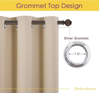 NICETOWN Room Darkening Draperies Window Curtain Panels, Thermal Insulated Grommet Room Darkening Curtains for Bedroom (Biscotti Beige, 2 Panels, W42 x L54)