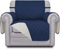Easy-Going Chair Sofa Slipcover Reversible Sofa Cover Water Resistant Couch Cover Furniture Protector Cover with Elastic Straps for Pets Kids Children Dog Cat (Chair, Navy/Ivory)