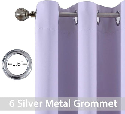 Yakamok Blackout Curtains Room Darkening Thermal Insulated Grommet top Window Curtains for Living Room, 38 x 63 inch, Lilac, 2 Panels