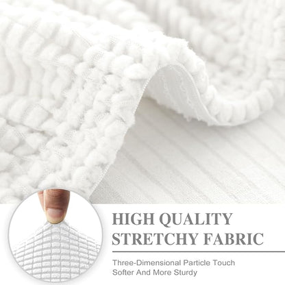 Couch Cushion Cover Chaise Lounge Cover Washable Separate Seat Chaise Couch Cover Stretch Sectional Sofa Slipcover(1 Piece for Chaise or Sofa 3-Seater, White)