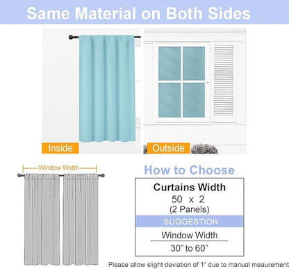 Simplebrand Aqua Blackout Curtains for Bedroom 96 Inches Long 2 Panels, Solid Thermal Insulated, Energy Saving Living Room Window Treatment Curtains Blackout Drapes, W50 x L96 Inch, Aqua
