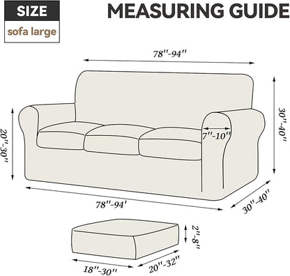 WEERRW 4 Pieces Polyester and Spandex High Stretch Couch Covers for 3 Cushion Couch Sofa Slipcovers, Furniture Protector with Non Slip Elastic Bottom, Feature Soft and Thick Plush Fabric, Camel, Large