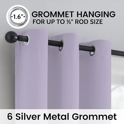 SimpleHome 100% Blackout Curtains for Bedroom,Thermal Insulated Grommet Window Drapes Room Darkening Lilac Curtains for Living Room with Black Back,42 x 84 Inch,2 Panels
