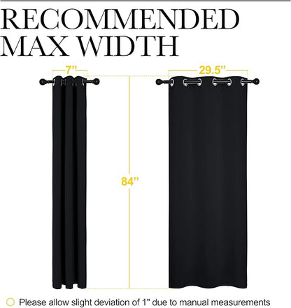 NICETOWN Blackout Draperies Window Curtain Panels, Autumn/Winter Thermal Insulated Solid Grommet Blackout Curtains/Drapes for Cafe (Set of 2, 34 inches by 84 inches, Black)