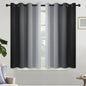 Yakamok Light Blocking Ombre Curtains, Greyish White and Black Gradient Color Curtains, Room Darkening Grommet Window Drapes for Bedroom(Black, 52x54 Inch, 2 Panels)